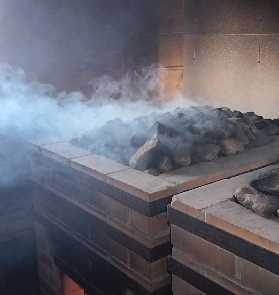 Sauna rocks with smoke